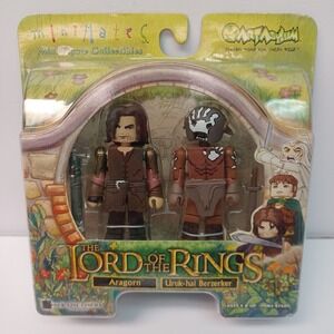 Lord Of The Rings Minimates Aragon And Urak-hai Berzerker 2004 Mini Figures